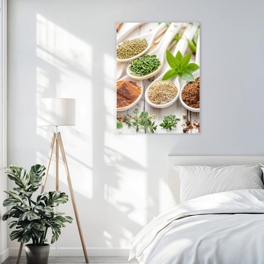 Maße Wandbild - Gewürze auf Porzellan - Hochformat