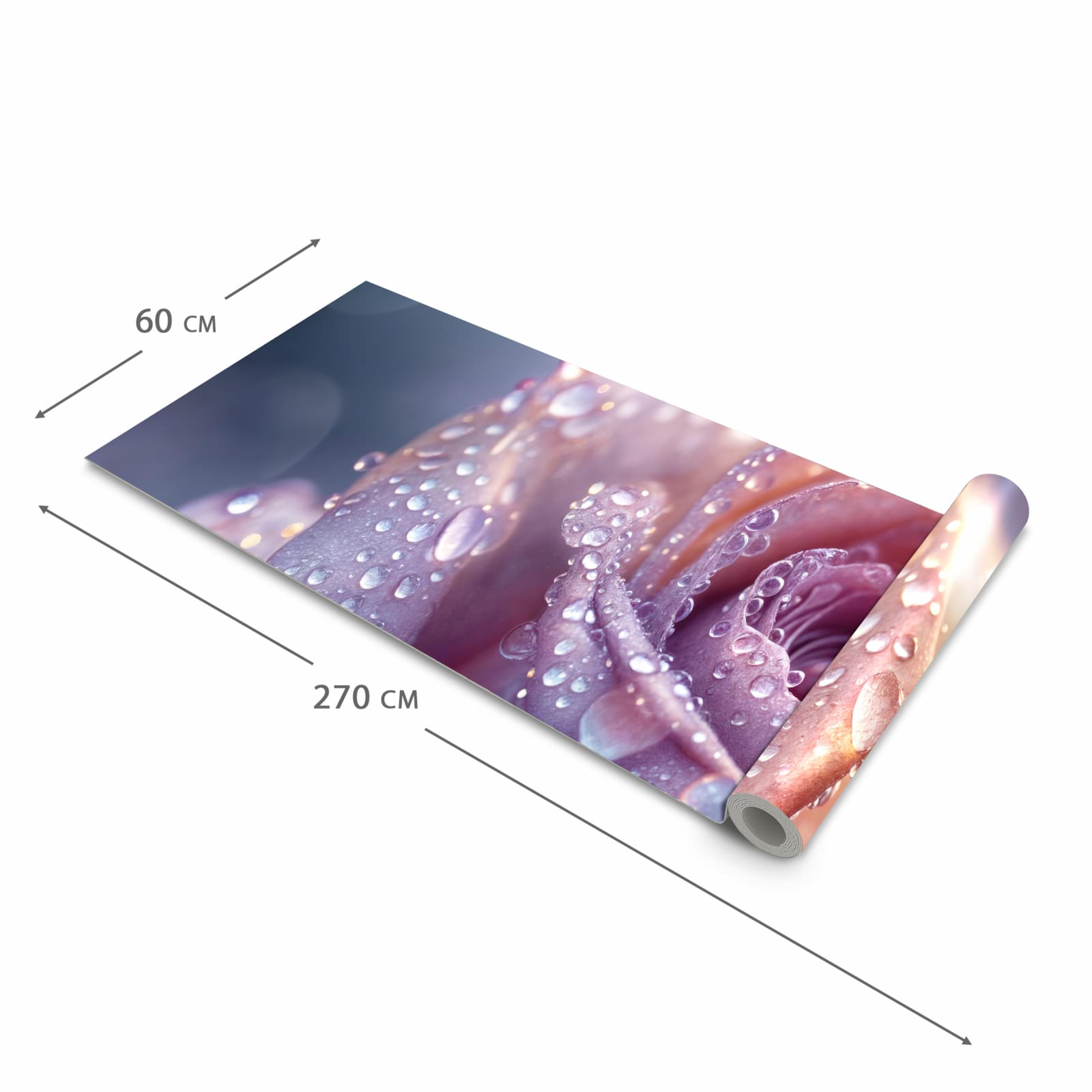 Pflegeleichter waschbarer Küchenteppich mit Motiv Nasser Blumenglanz in der Grösse 90x240 cm