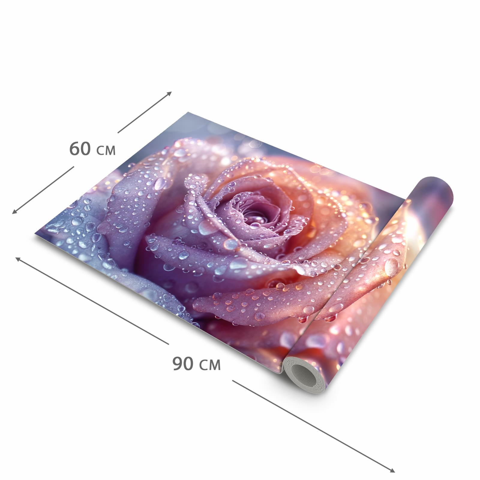 Rutschfester waschbarer Teppich Esstisch mit Motiv Nasser Blumenglanz in der Grösse 90x240 cm