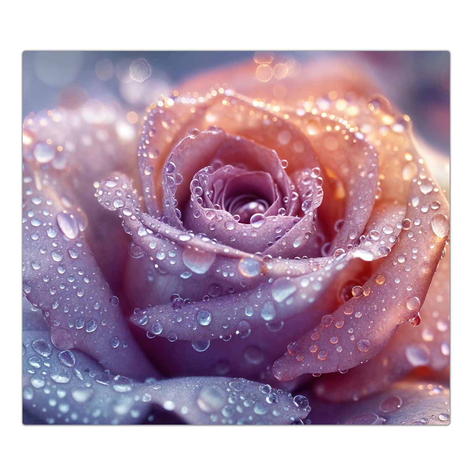 1-teilige Abdeckplatte für Ceranfeld mit Blüte mit Wassertropfen-Motiv in der Frontansicht #grösse_1-Teilig (60x52cm)