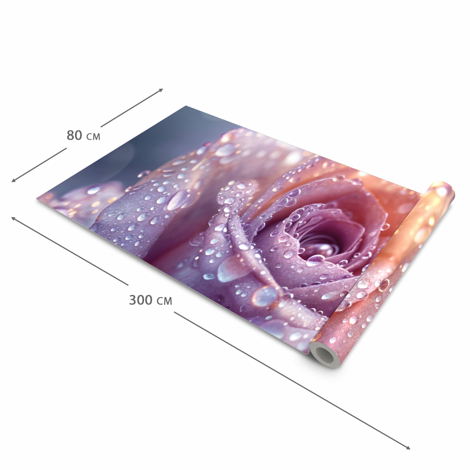 Strapazierfähiger Küchenteppich mit Motiv Nasser Blumenglanz in der Grösse 90x240 cm