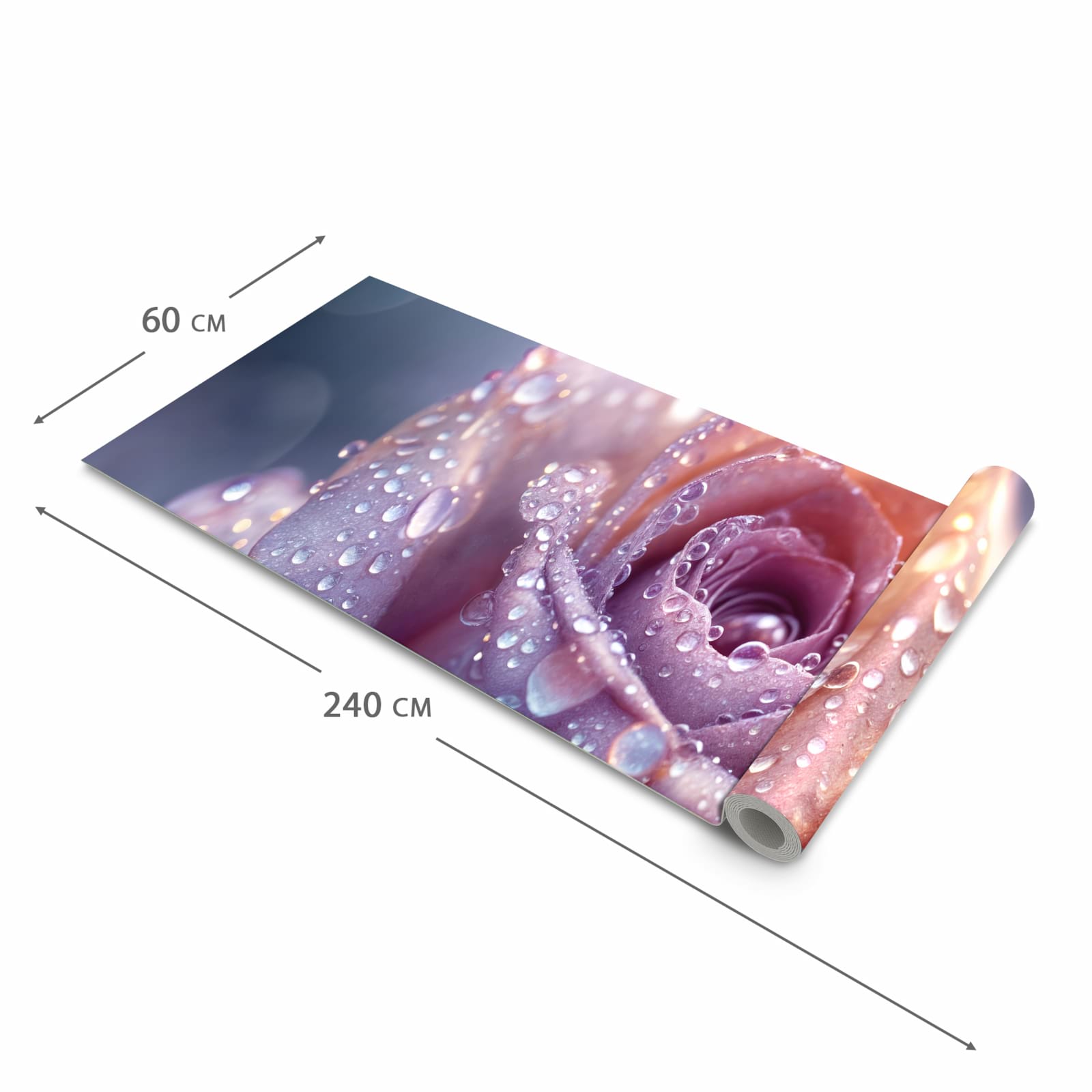 Flacher rutschfester Küchenteppich mit Motiv Nasser Blumenglanz in der Grösse 90x240 cm