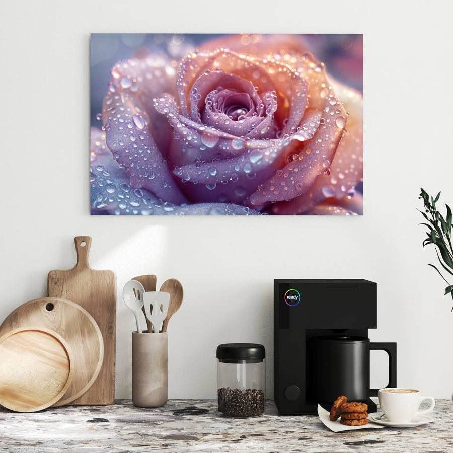 Maße Metall Magnettafel - Lila Rose im Tau