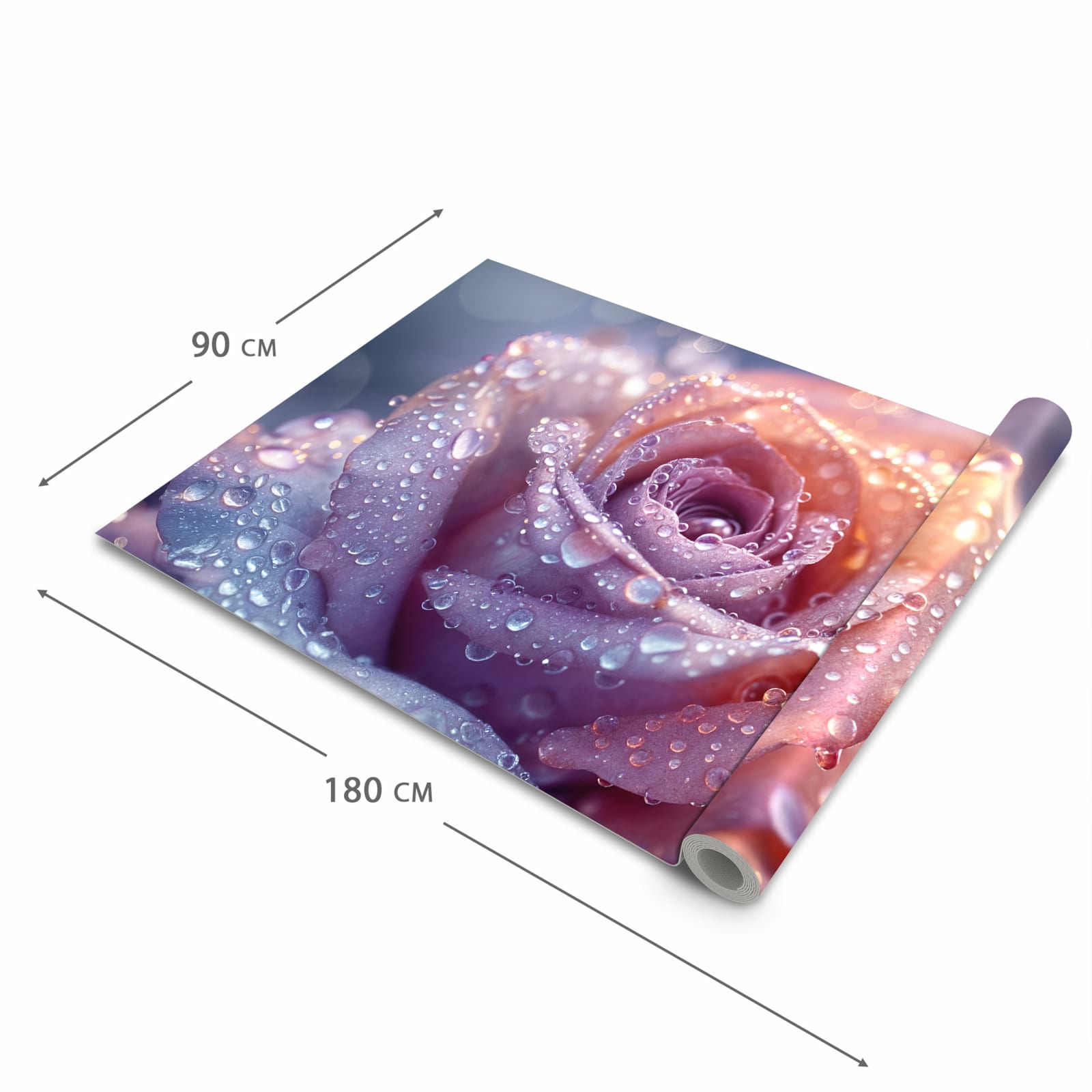 Waschbarer Küchenteppich mit Motiv Nasser Blumenglanz in der Grösse 90x240 cm