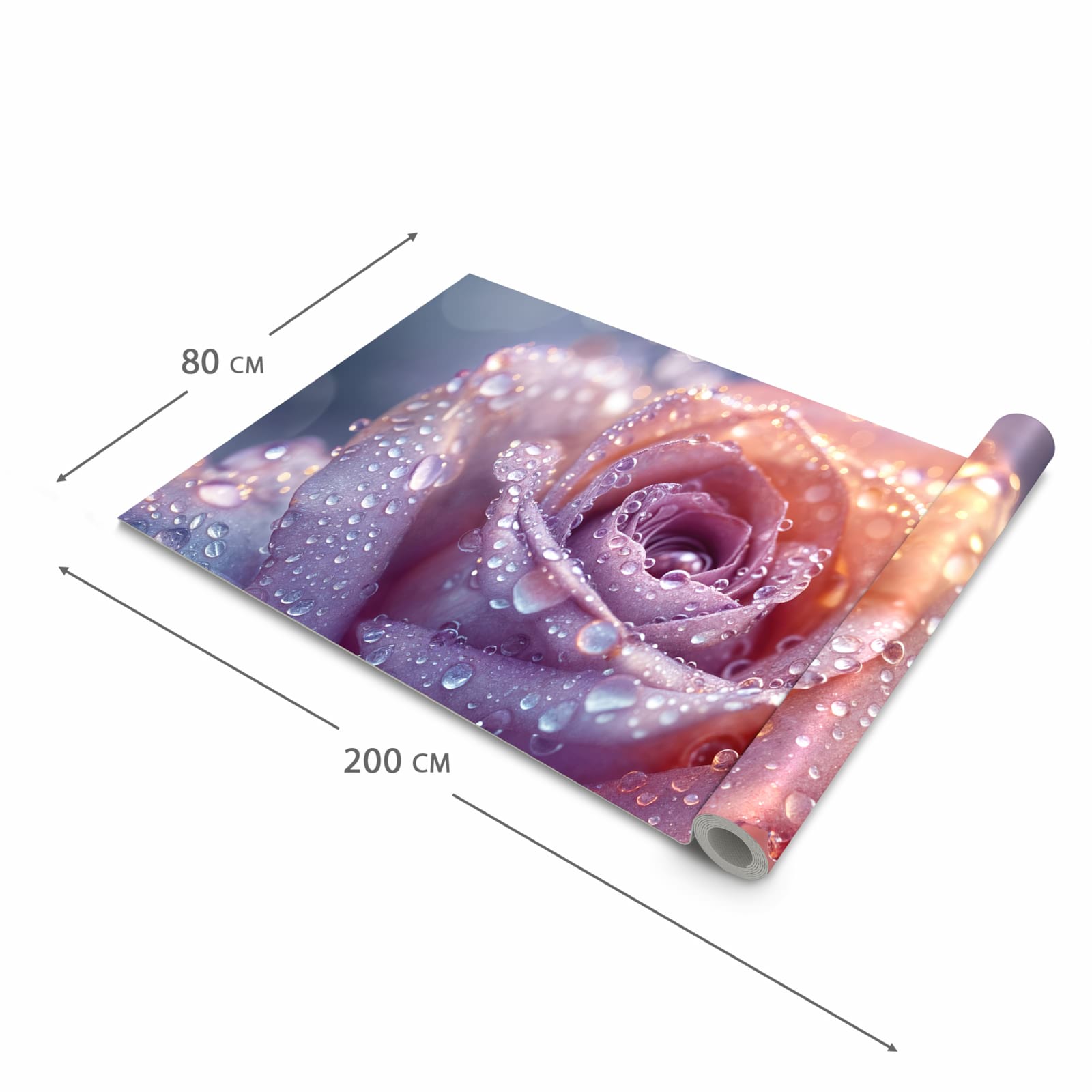 Pflegeleichter rutschfester Küchenteppich mit Motiv Nasser Blumenglanz in der Grösse 90x240 cm