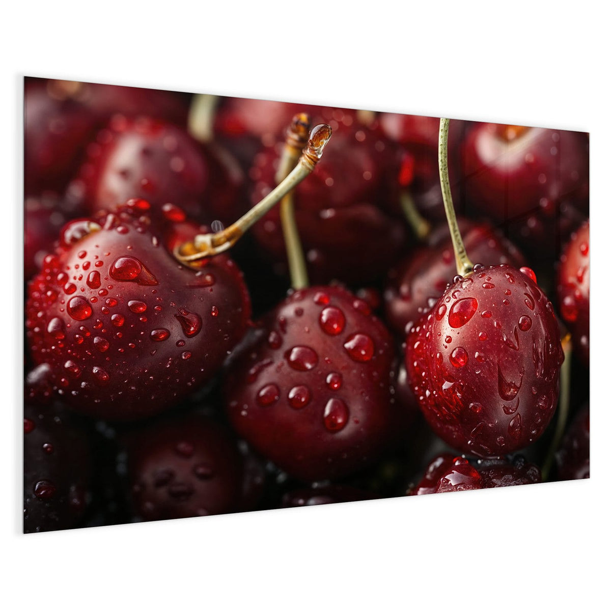 4 mm Glas statt lackiertem Blech – Magnettafel - Rubinrote Kirschen