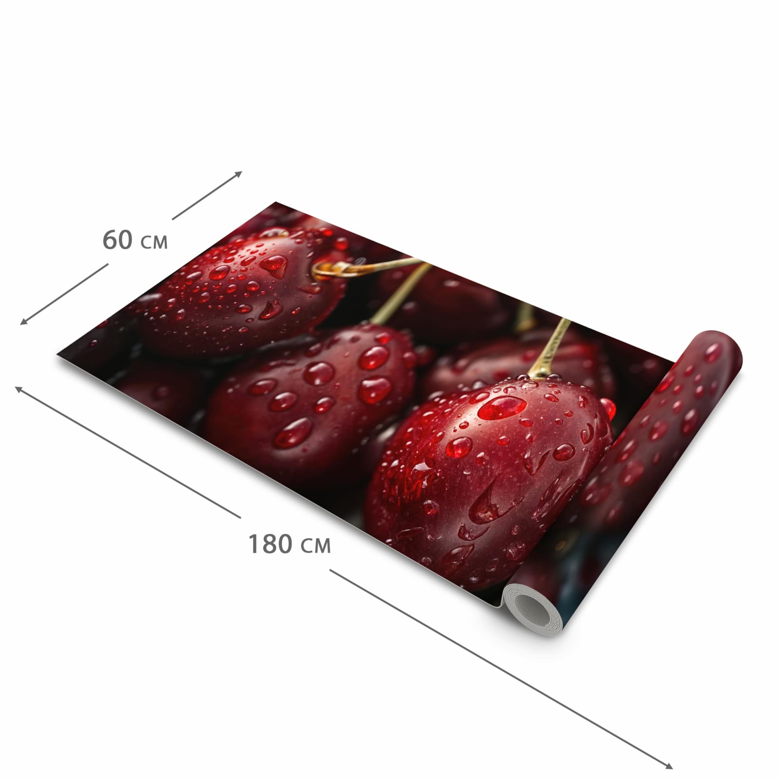 Bodenschonender Küchenläufer mit Motiv Reife Kirschen in der Größe 90x180 cm