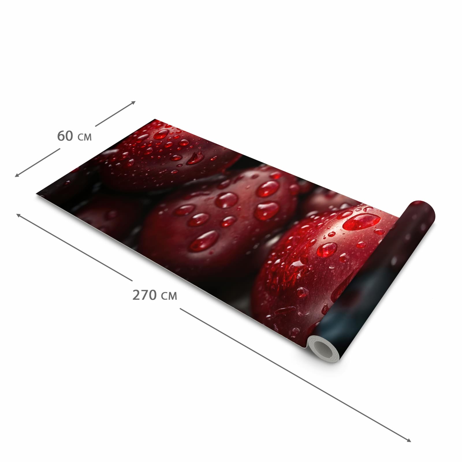 Formstabiler Küchenläufer mit Motiv Reife Kirschen in der Grösse 90x180 cm