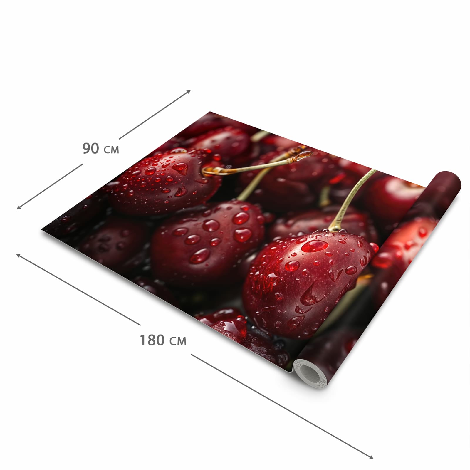 Wasserabweisender waschbarer Küchenläufer mit Motiv Reife Kirschen in der Grösse 90x240 cm