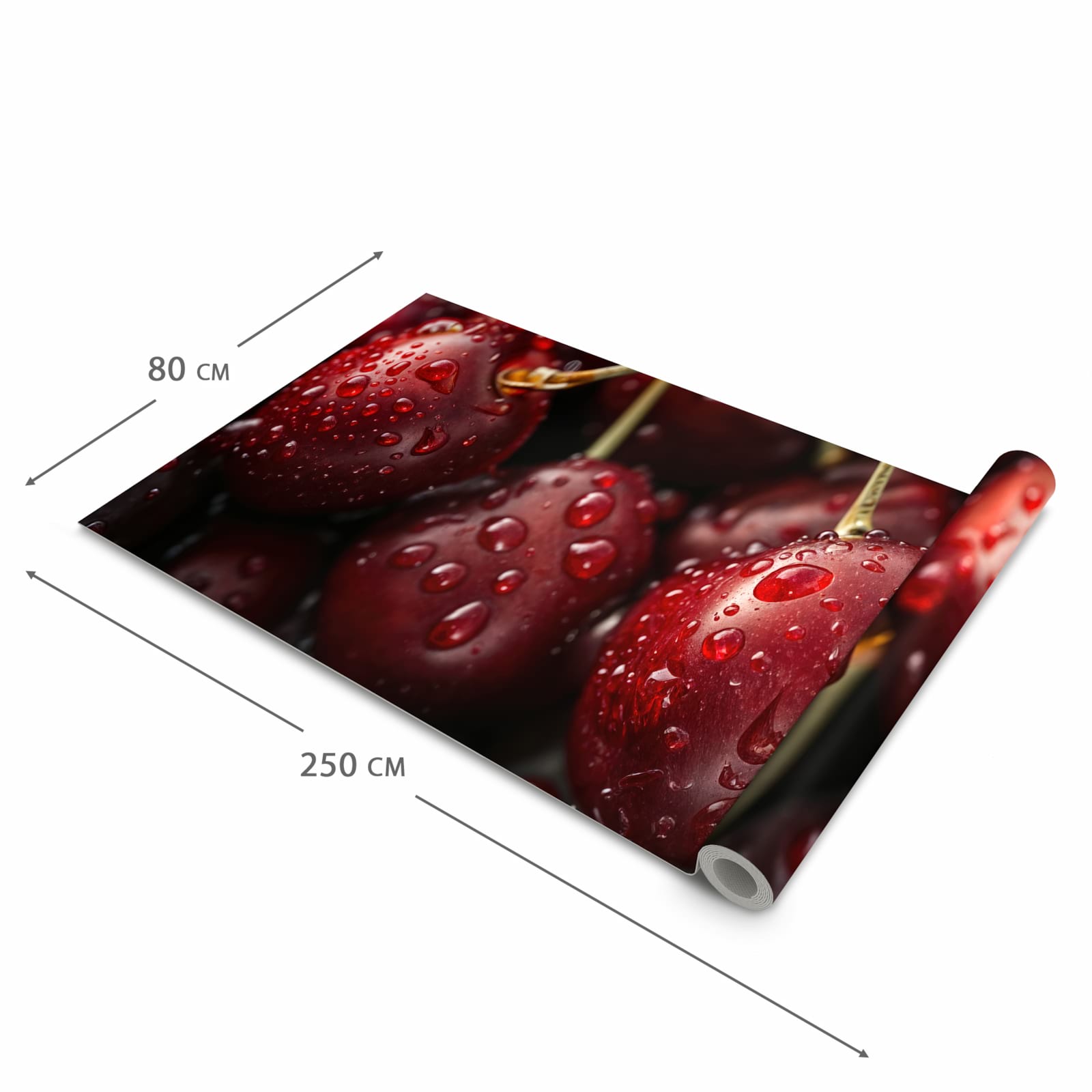 Abriebfester Küchenläufer mit Motiv Reife Kirschen in der Grösse 90x180 cm