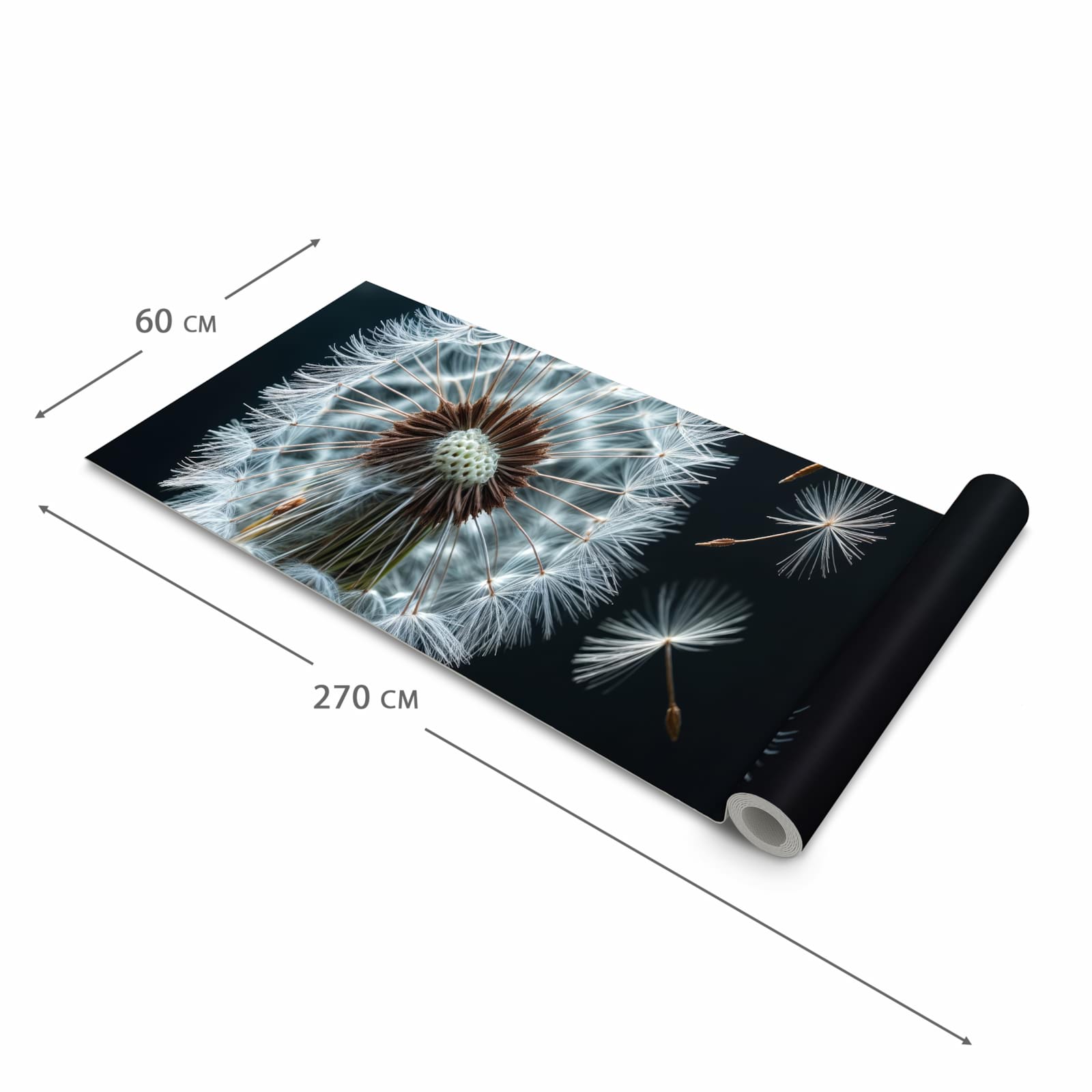 Rutschfester abwaschbarer Küchenläufer mit Motiv Pusteblume bei Wind in der Größe 90x180 cm