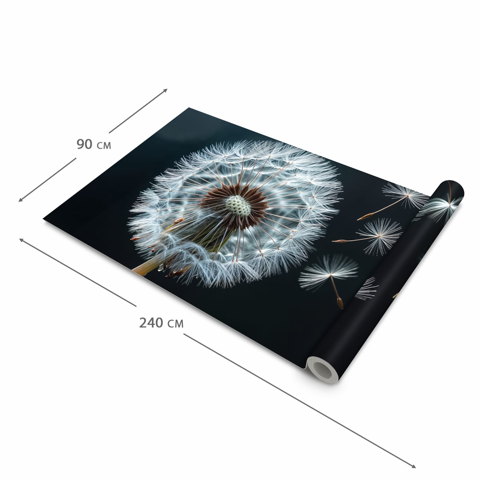 Feuchtigkeitsresistenter Küchenteppich mit Motiv Pusteblume bei Wind in der Grösse 90x180 cm