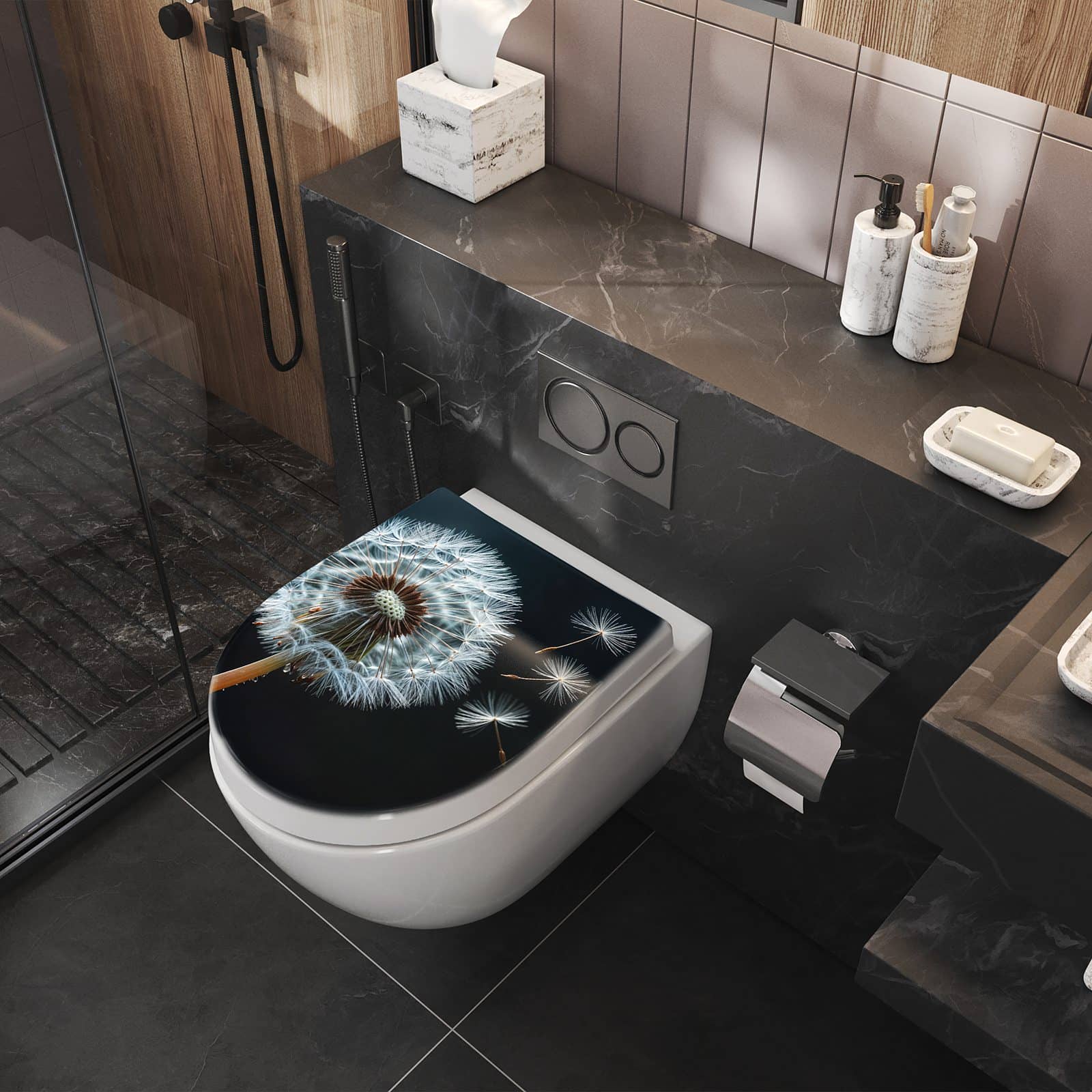 WC-Sitz mit Absenkautomatik Pusteblume bei Wind