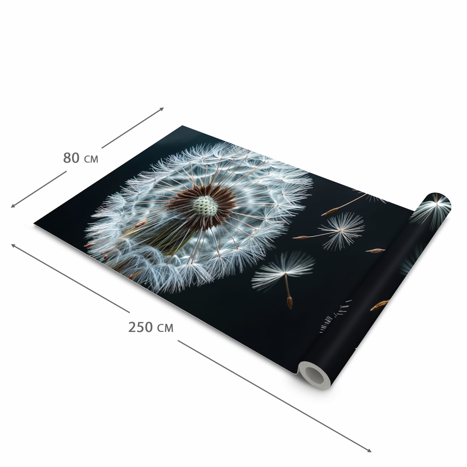 Strapazierfähiger Küchenteppich mit Motiv Pusteblume bei Wind in der Grösse 90x180 cm