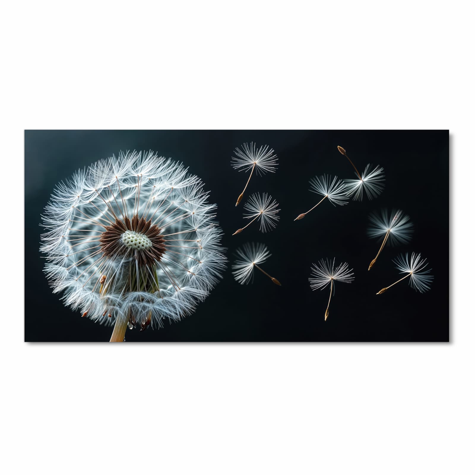 Schmutzabweisender waschbarer Küchenteppich mit Motiv Pusteblume bei Wind in Frontansicht