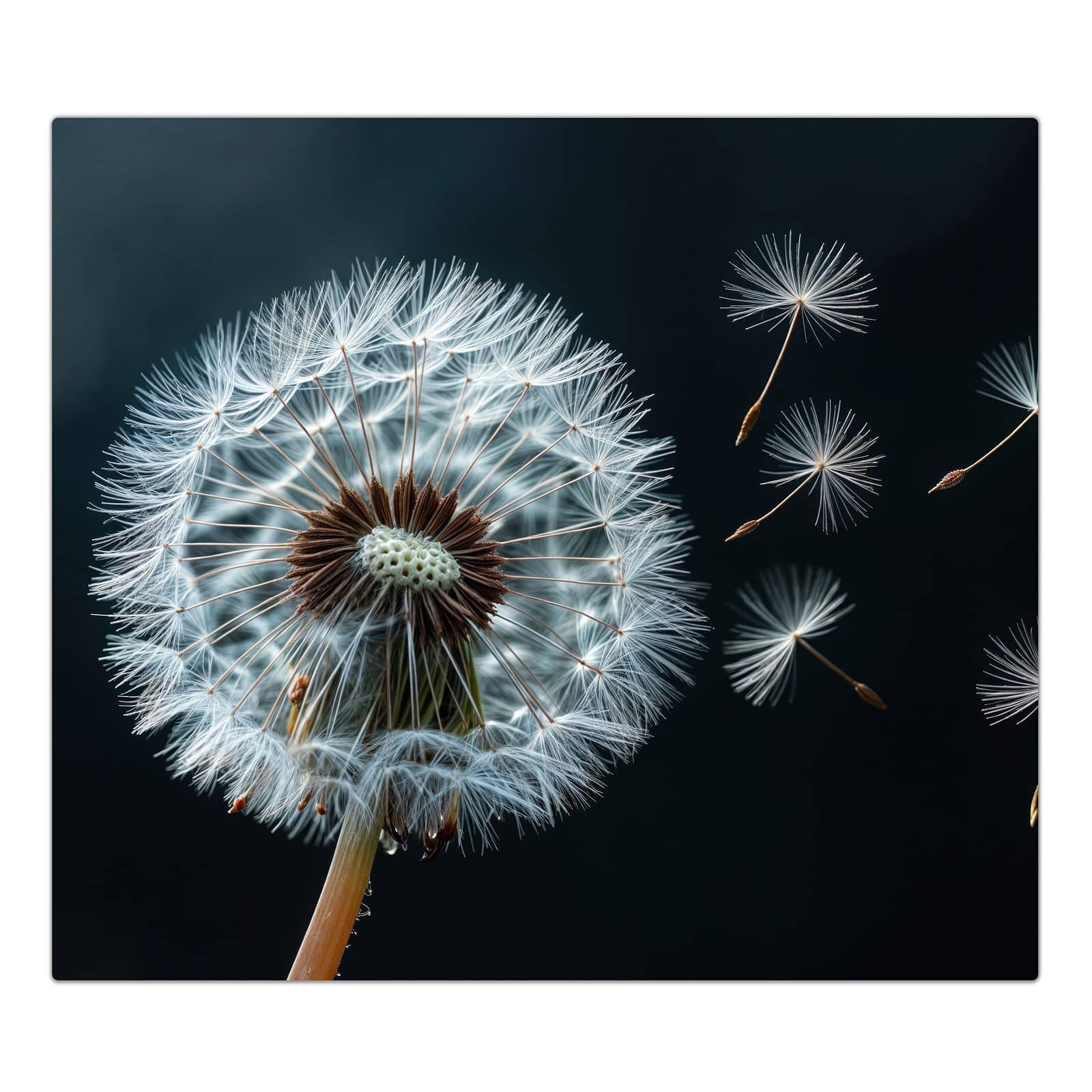 1-teilige Glasabdeckplatte für Ceranfeld mit Pusteblume bei Wind-Motiv in der Frontansicht