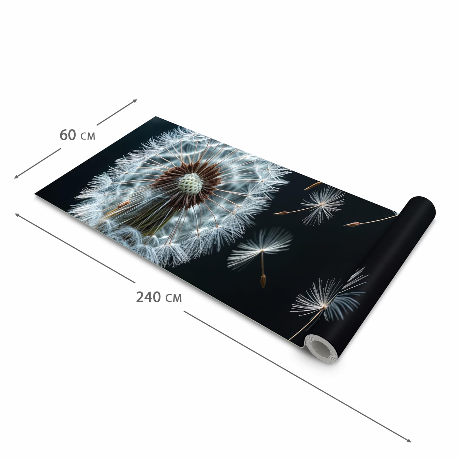 Komfortabler moderner Küchenläufer mit Motiv Pusteblume bei Wind in der Grösse 90x180 cm