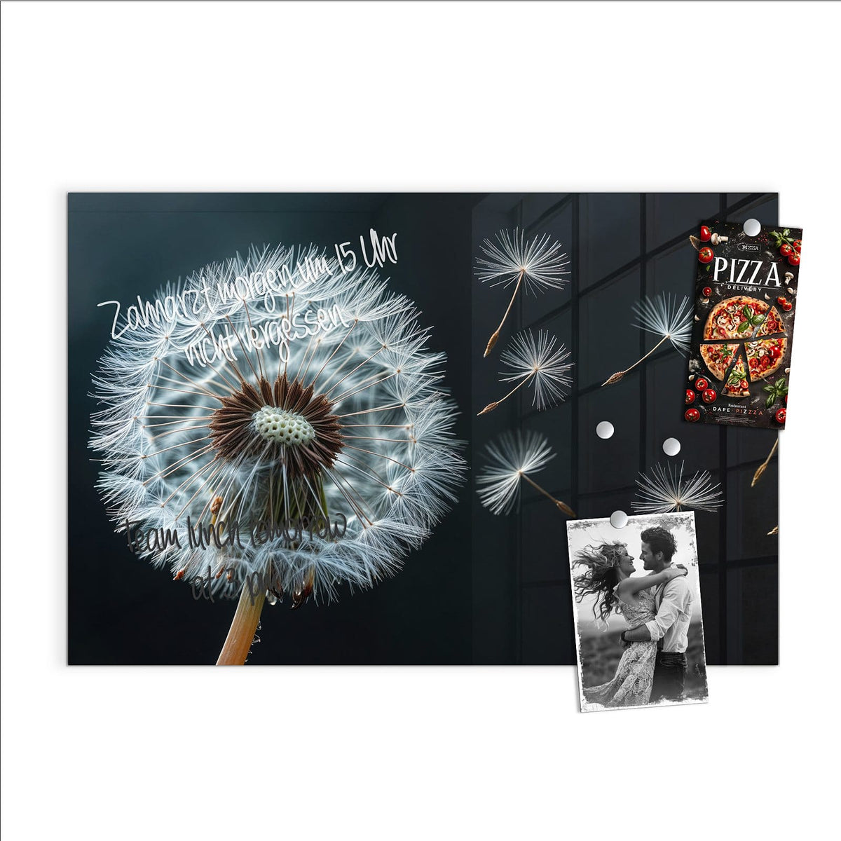 Beschreiben, abwischen, anheften – Magnettafel - Fliegende Pusteblume