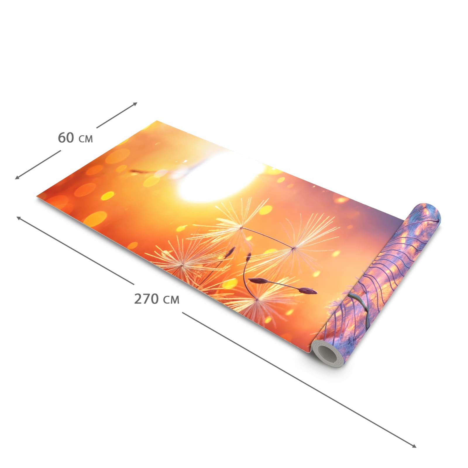 Zeitsparender waschbarer Küchenteppich mit Motiv Pusteblume Sonnenuntergang in der Grösse 80x300 cm