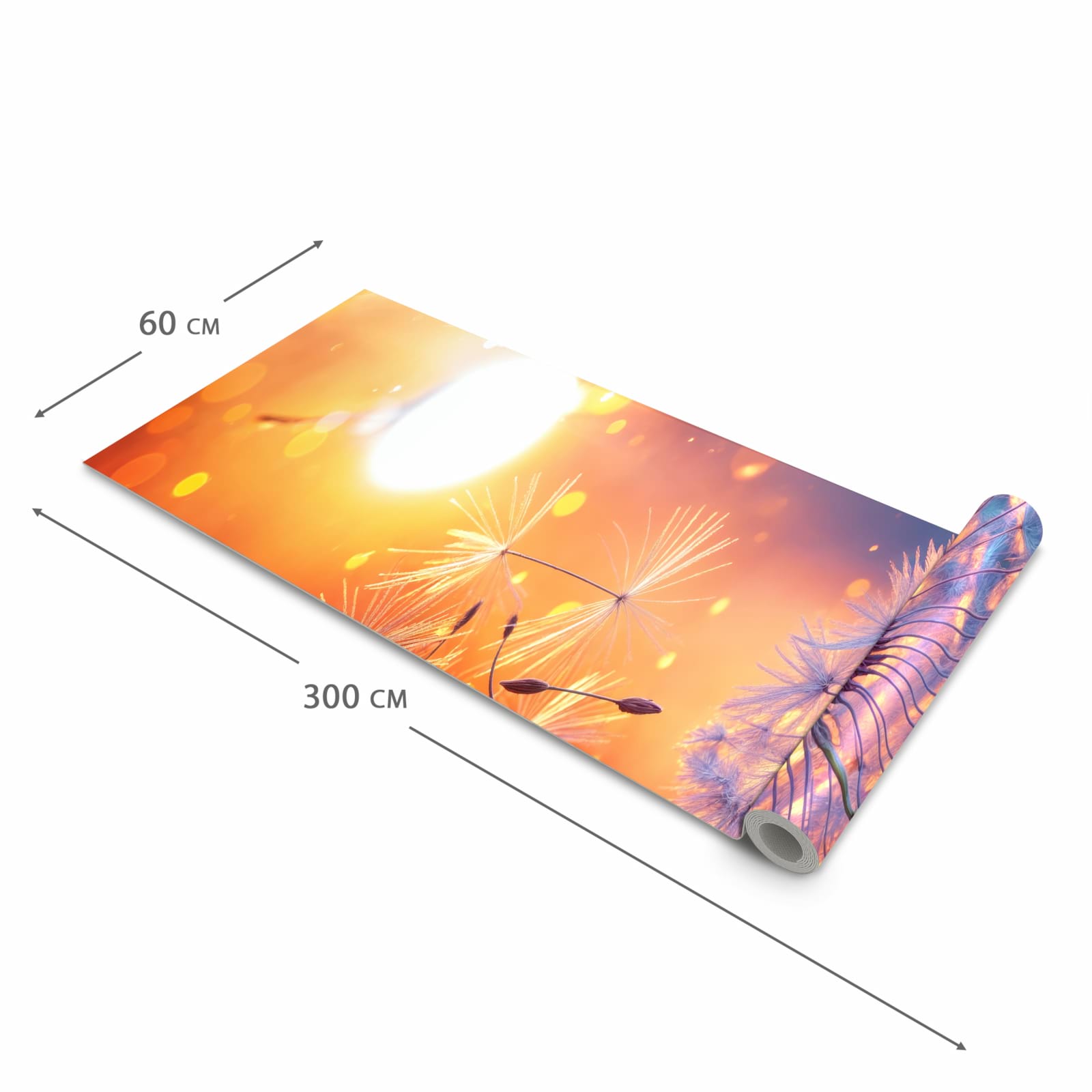 Geräuschdämpfender Küchenläufer mit Motiv Pusteblume Sonnenuntergang in der Grösse 90x180 cm