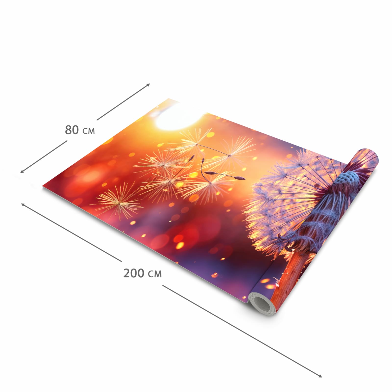 UV-beständiger Küchenläufer mit Motiv Pusteblume Sonnenuntergang in der Grösse 90x180 cm