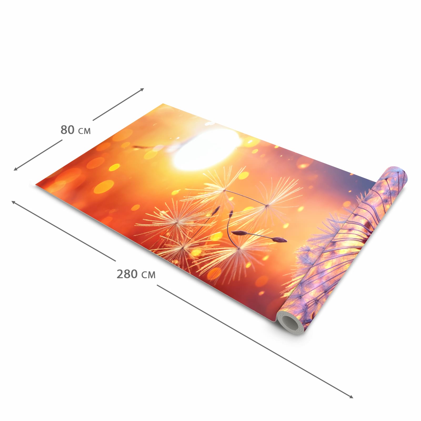 Wasserabweisender rutschfester Küchenläufer mit Motiv Pusteblume Sonnenuntergang in der Grösse 90x180 cm