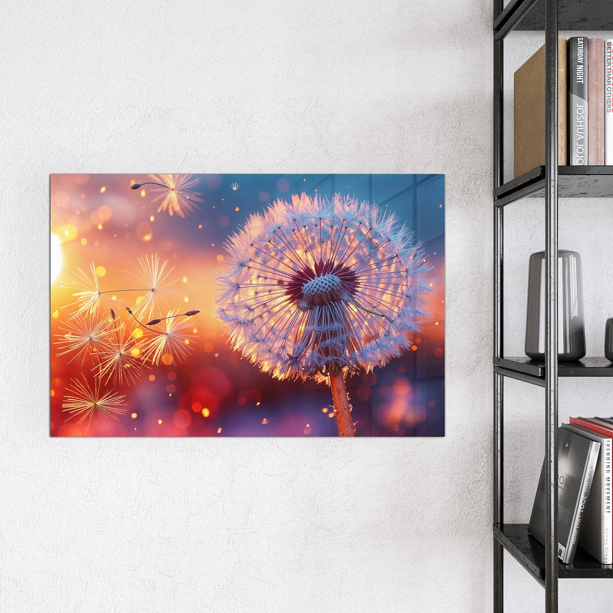 9 Größen – von 30 × 30 bis 120 × 90 cm – Magnettafel - Pusteblume im Abendlicht