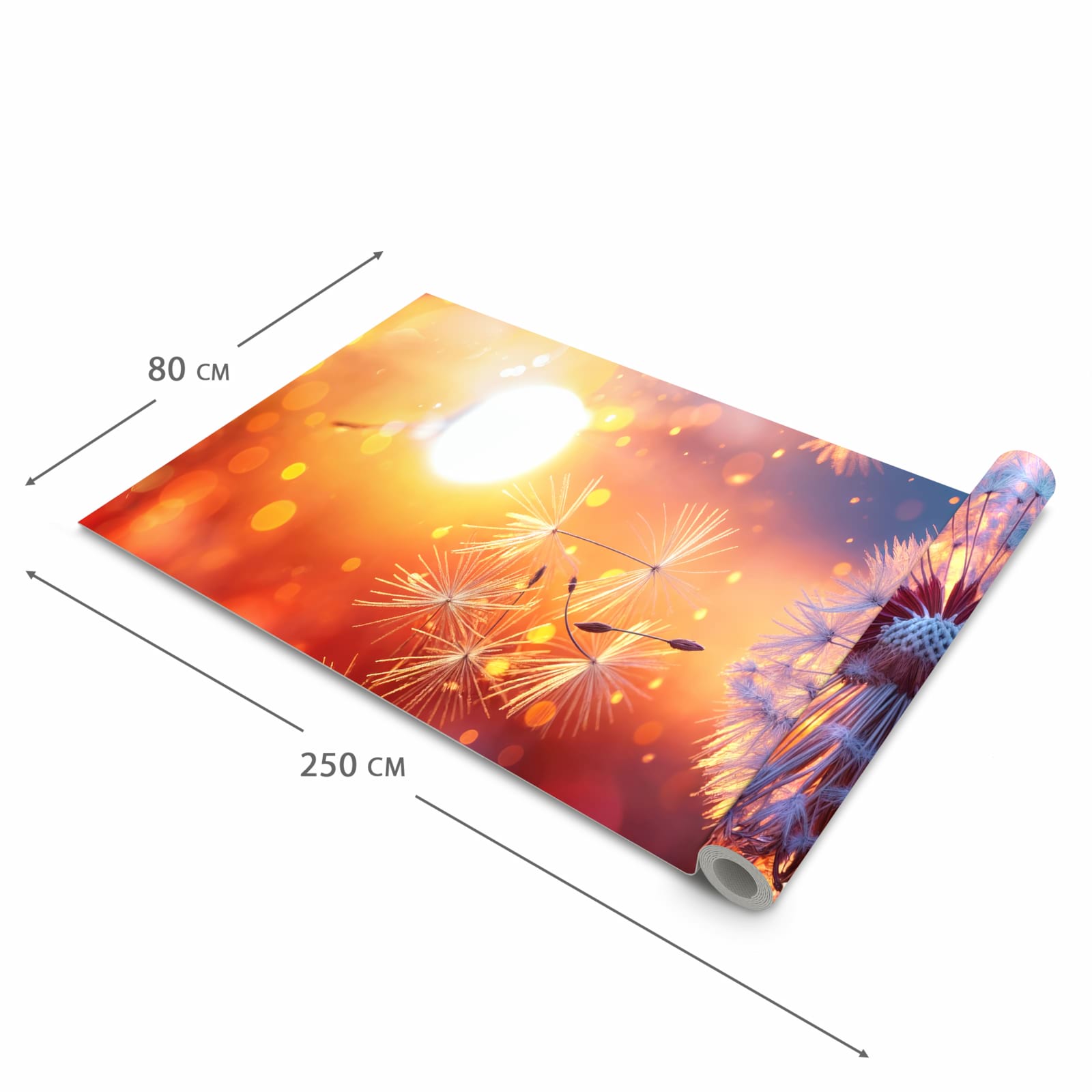 Rutschfester Küchenläufer mit Motiv Pusteblume Sonnenuntergang in der Grösse 90x180 cm für Trittkomfort