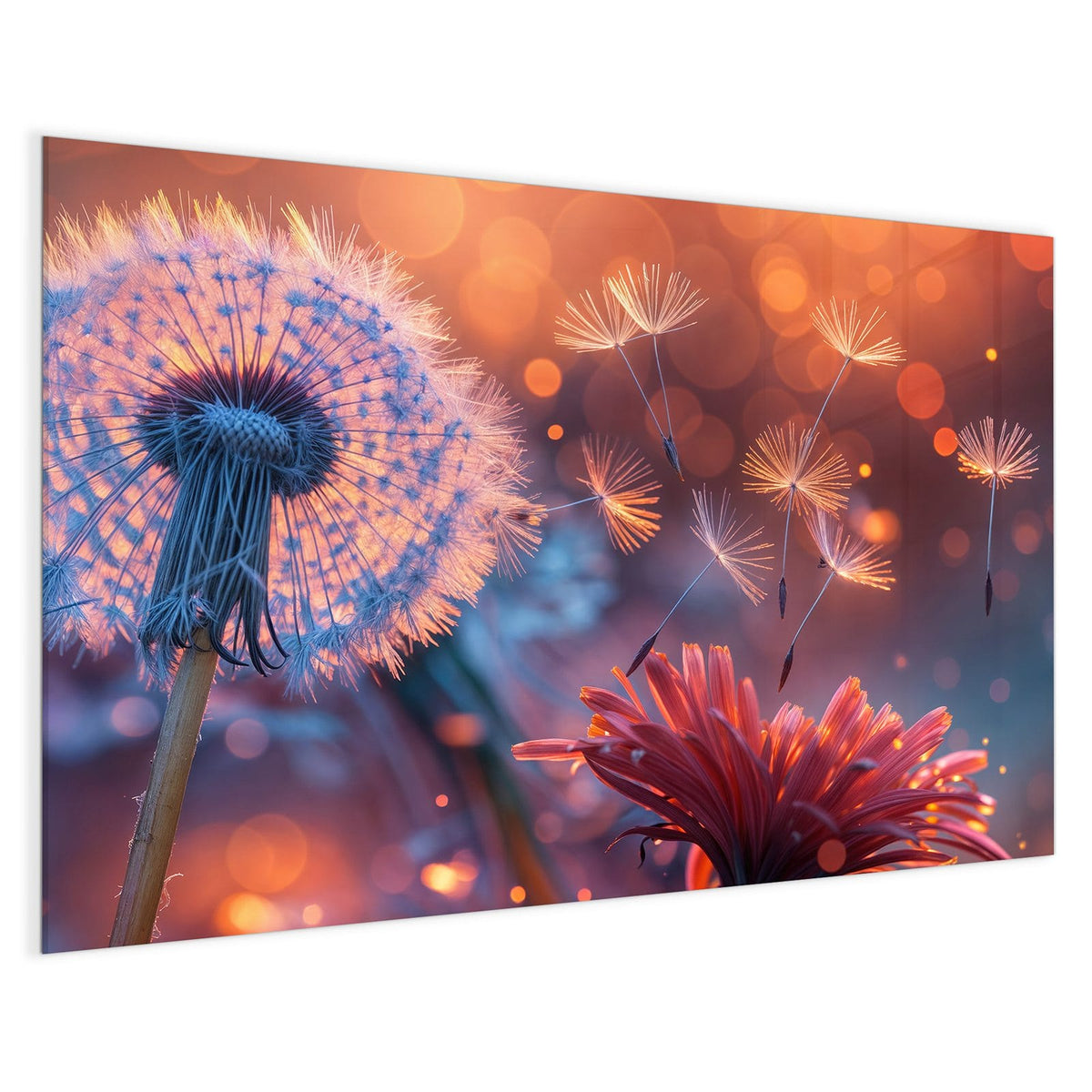 4 mm Glas statt lackiertem Blech – Magnettafel - Glühende Pusteblume