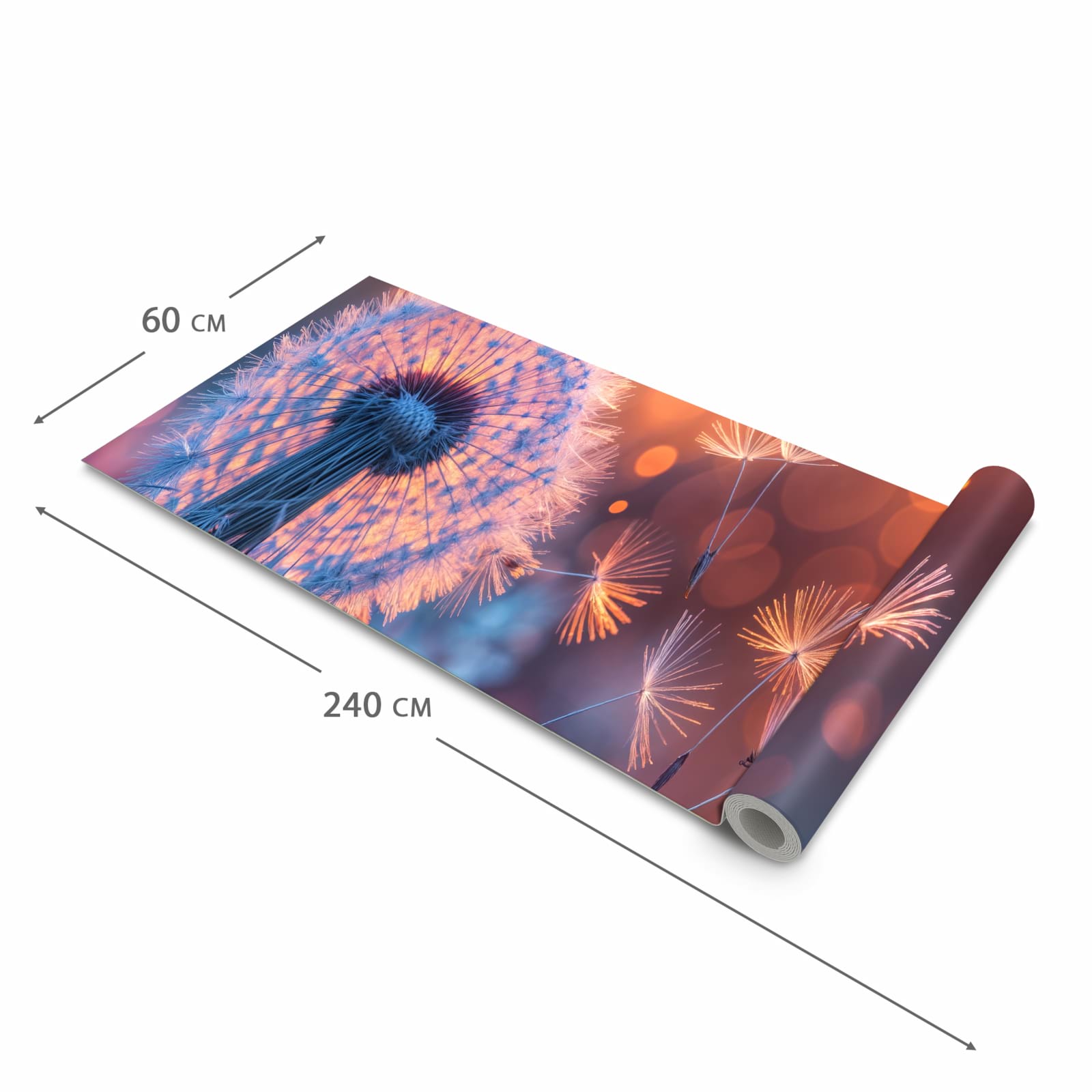 Waschbarer Teppich fürs Esszimmer mit Motiv Pusteblumenglühen in der Größe 80x300 cm