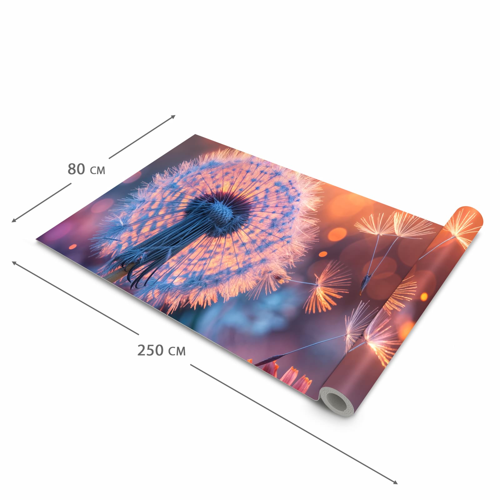 Langlebiger Küchenteppich mit Motiv Pusteblumenglühen in der Grösse 80x300 cm