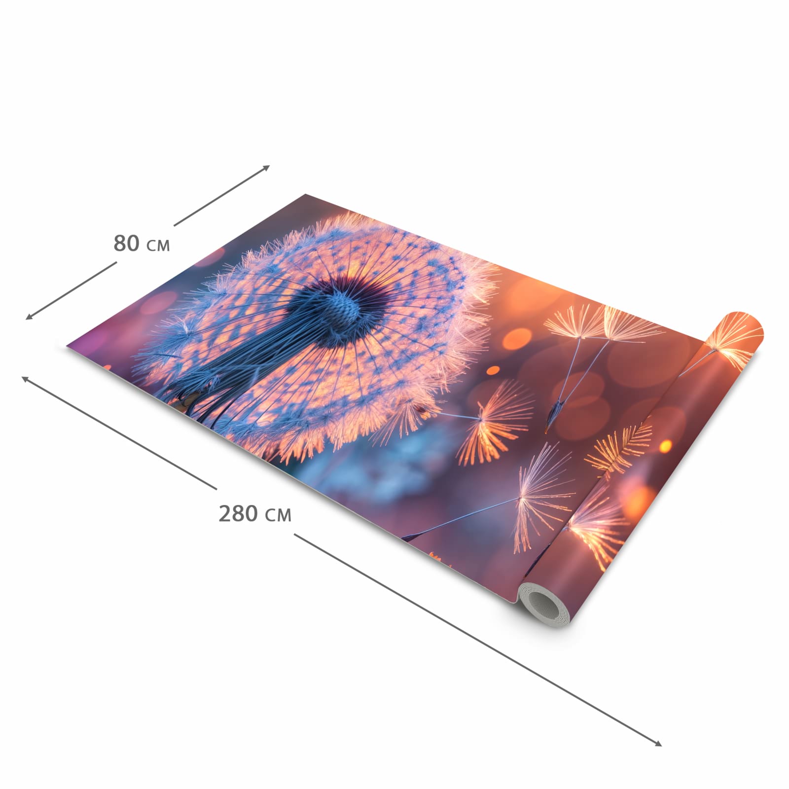 Rutschfester waschbarer Küchenteppich mit Motiv Pusteblumenglühen in der Grösse 80x300 cm
