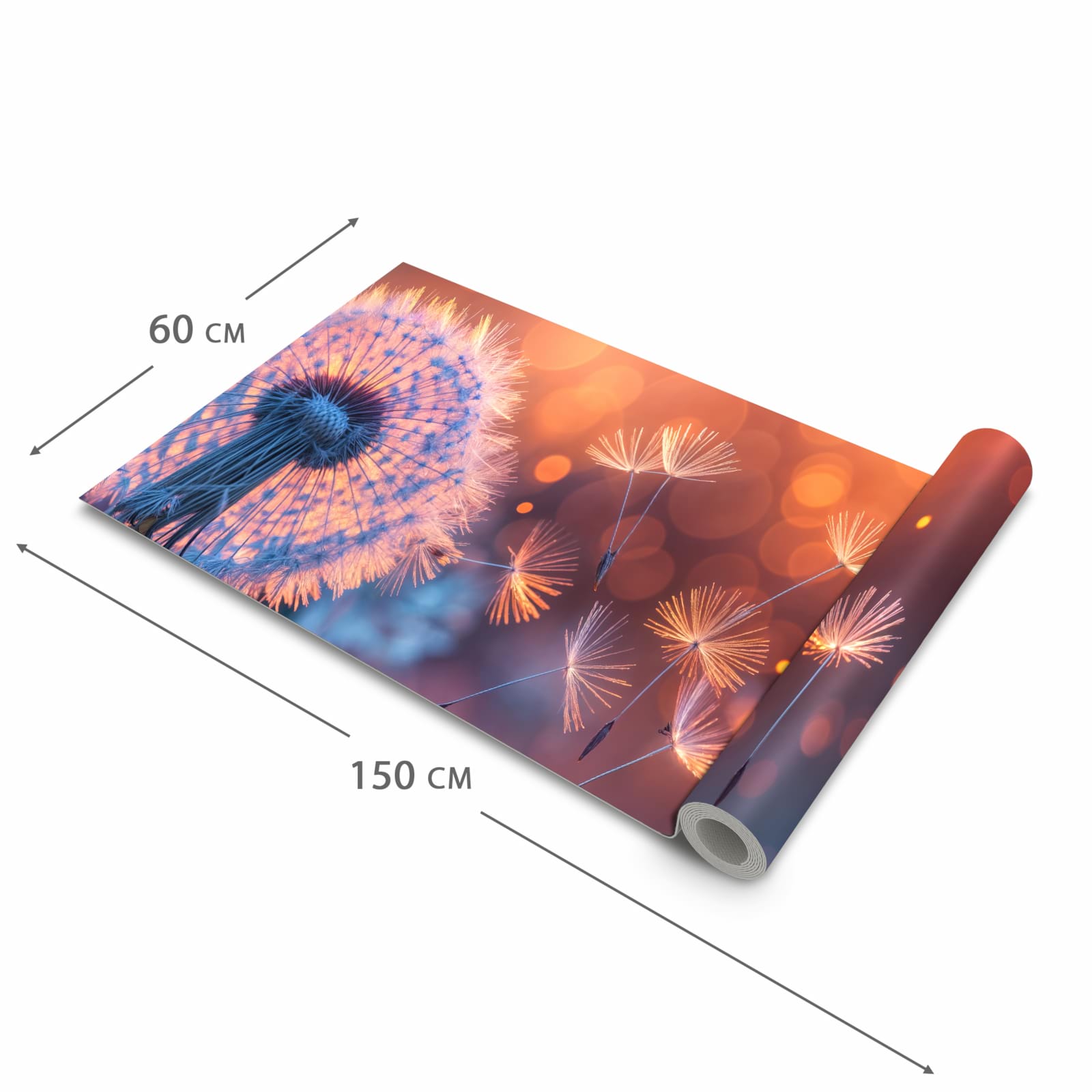 Komfortabler rutschfester Teppich mit Motiv Pusteblumenglühen in der Grösse 80x300 cm