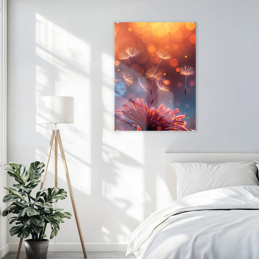 Maße Wandbild - Glühende Pusteblume - Hochformat