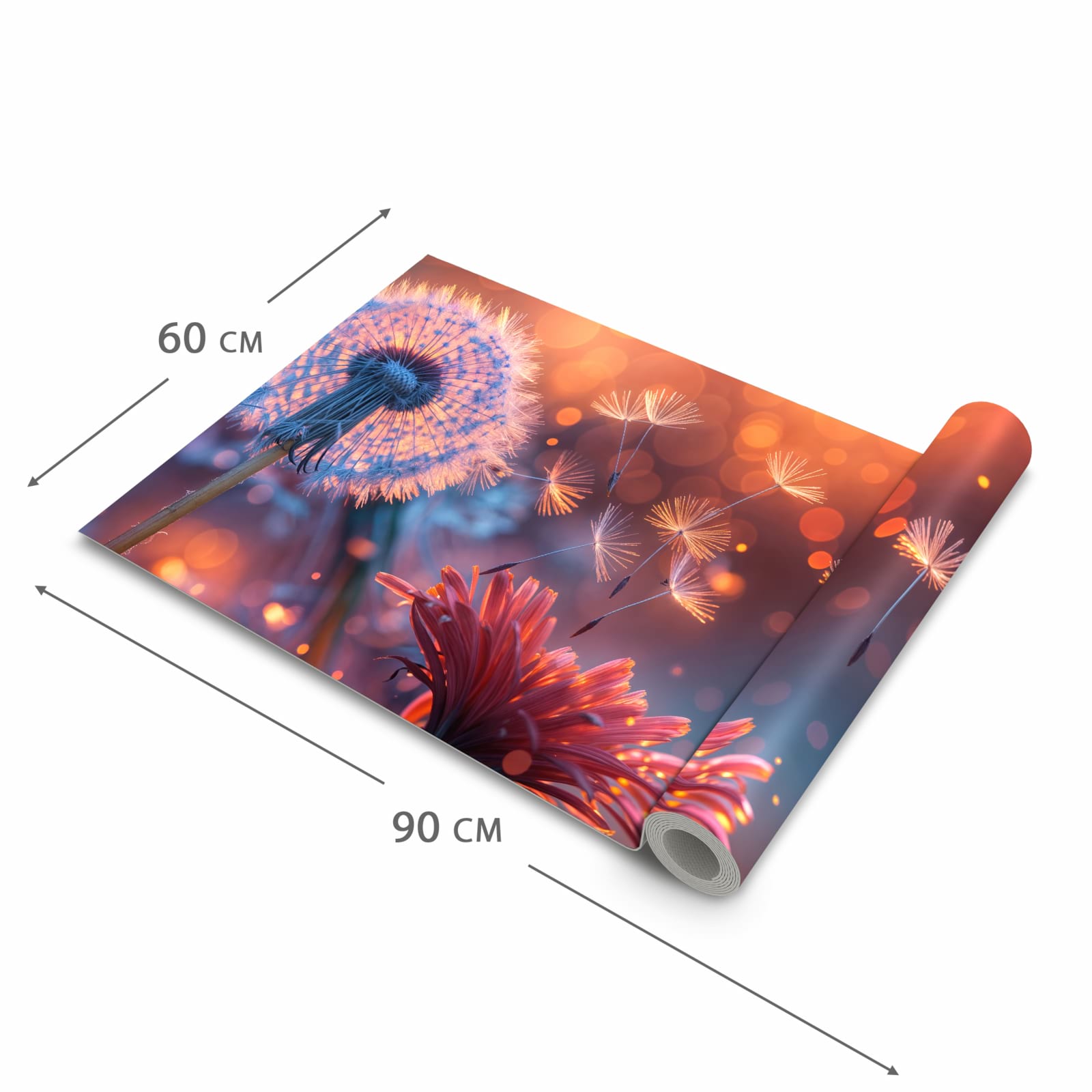 Strapazierfähiger Bodenläufer mit Motiv Pusteblumenglühen in der Grösse 80x300 cm