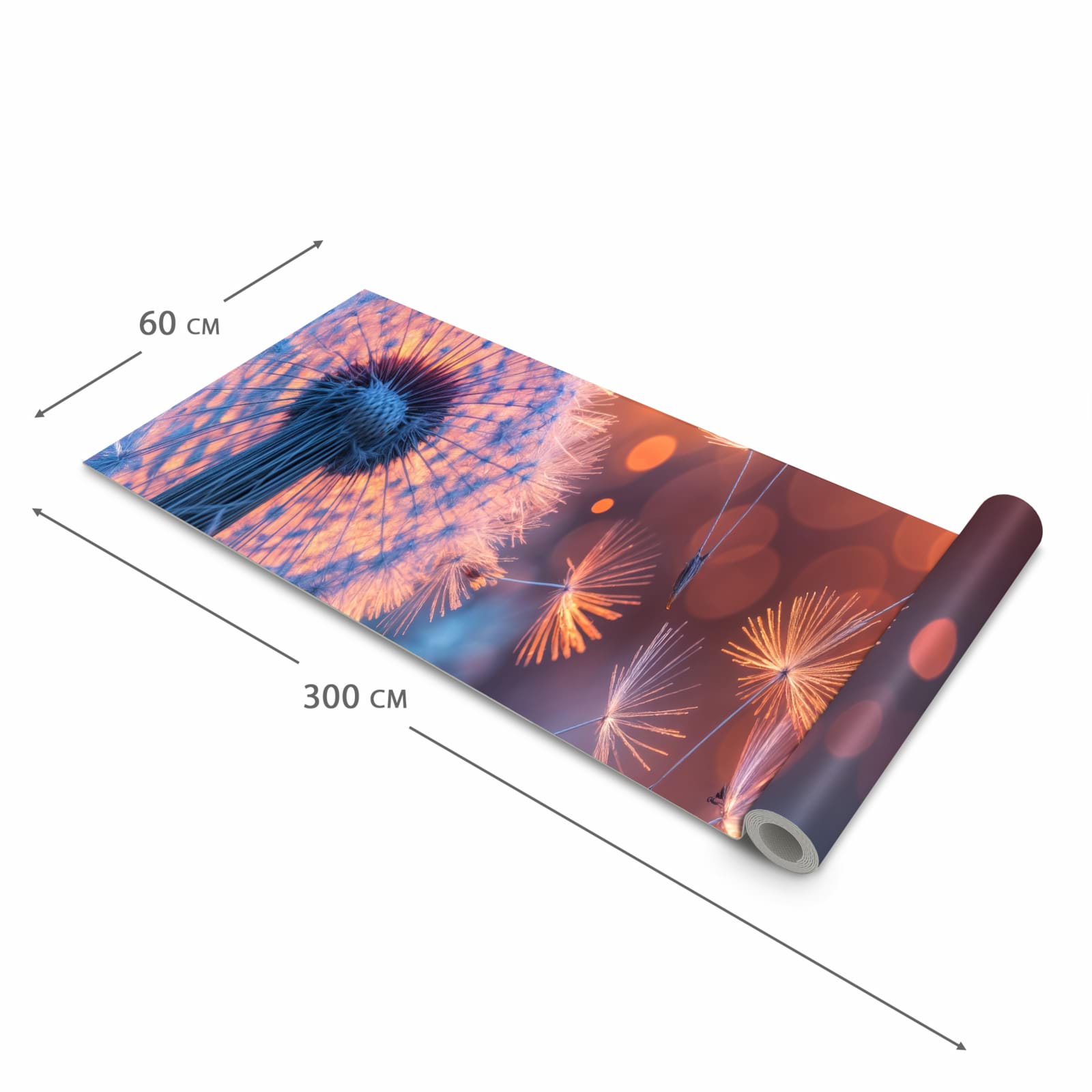 Hygienischer rutschfester Küchenteppich mit Motiv Pusteblumenglühen in der Grösse 80x300 cm