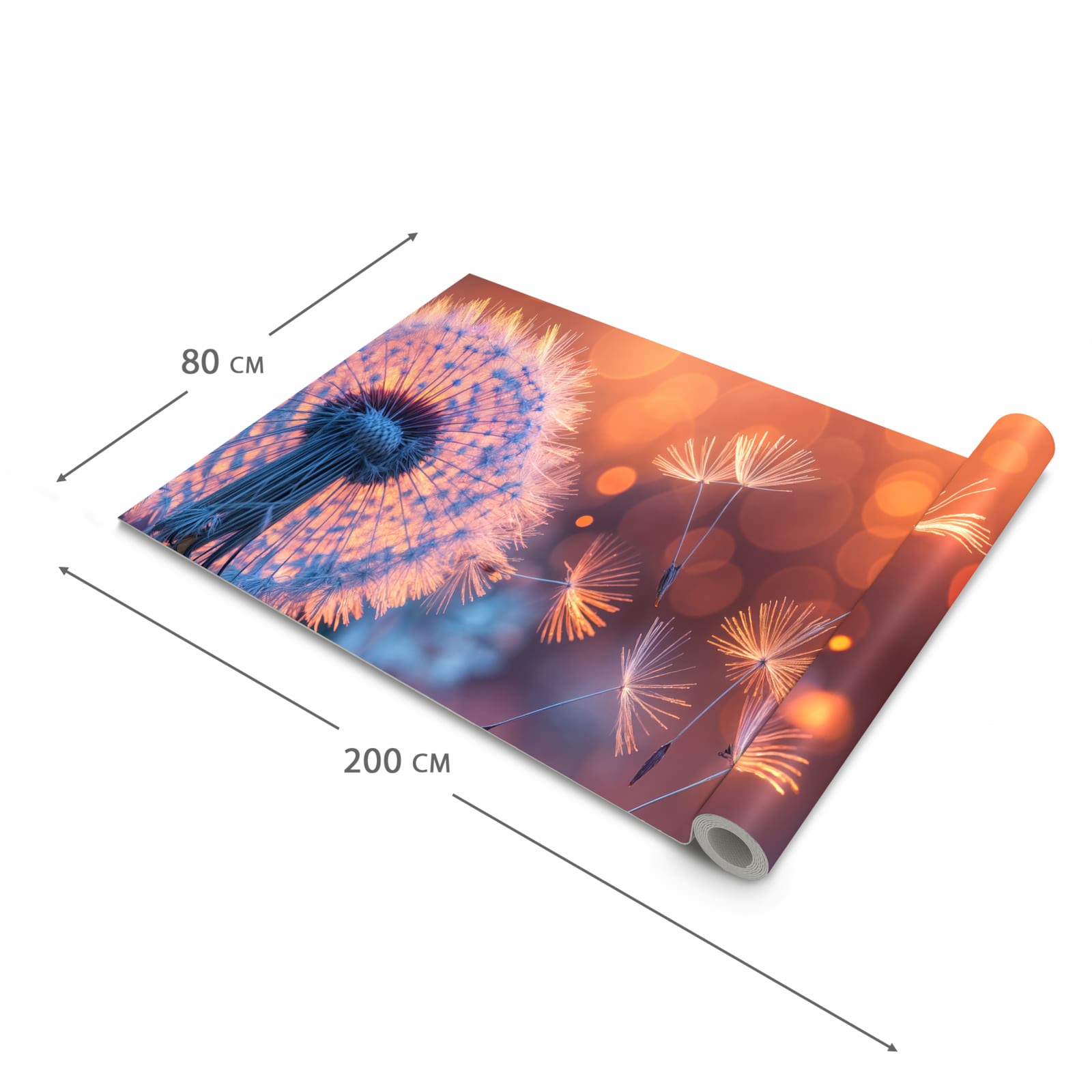 Waschbarer Bodenläufer Teppich mit Motiv Pusteblumenglühen in der Grösse 80x300 cm