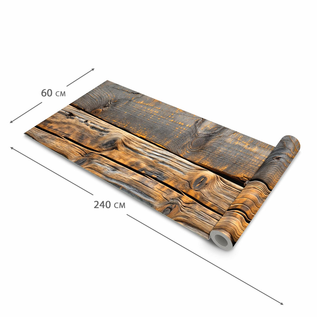 Geräuschdämpfender Küchenvorleger mit Motiv Holzmuster Planken in der Größe 80x300 cm