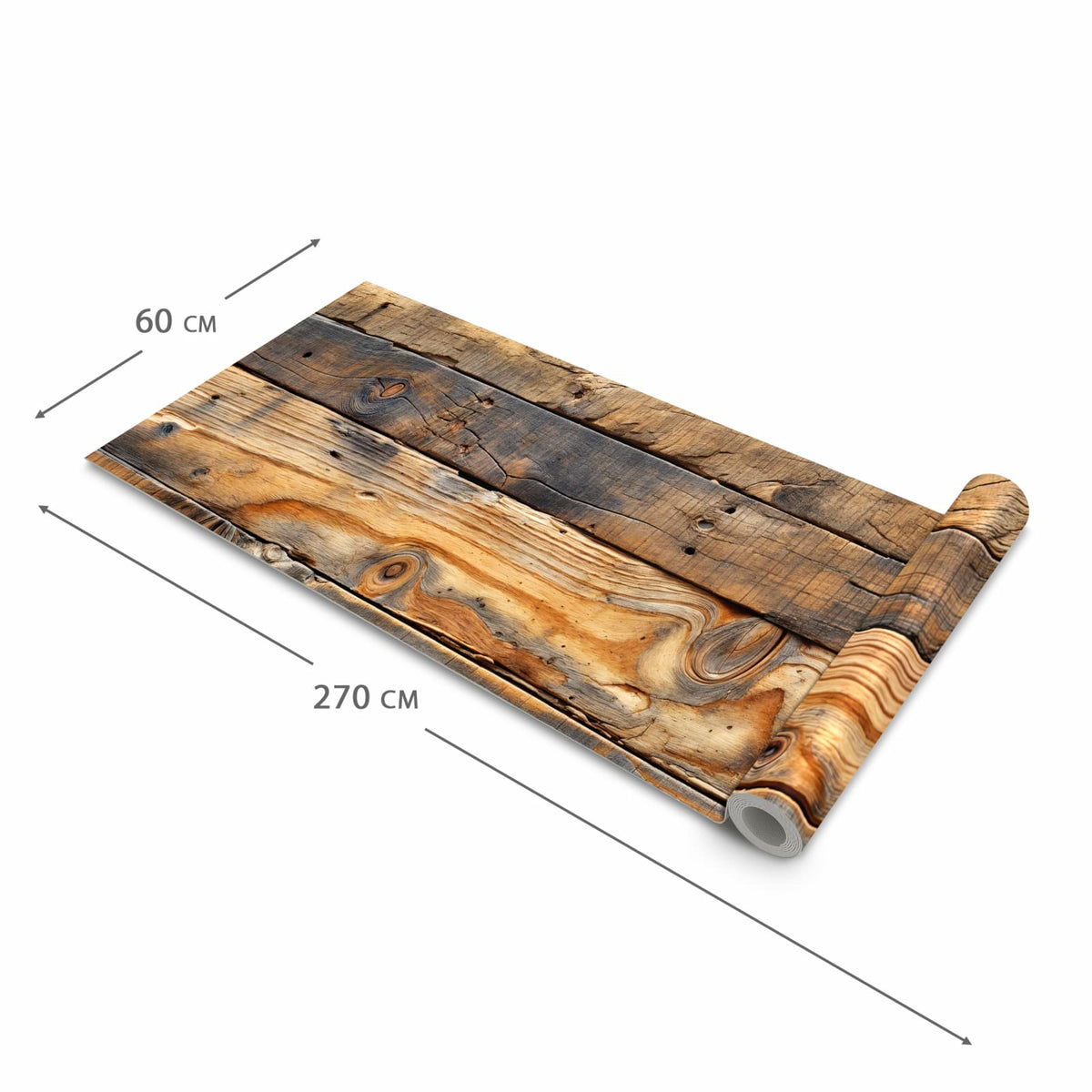 Strapazierfähiger Küchenläufer mit Motiv Holzwandoptik in der Grösse 80x280 cm