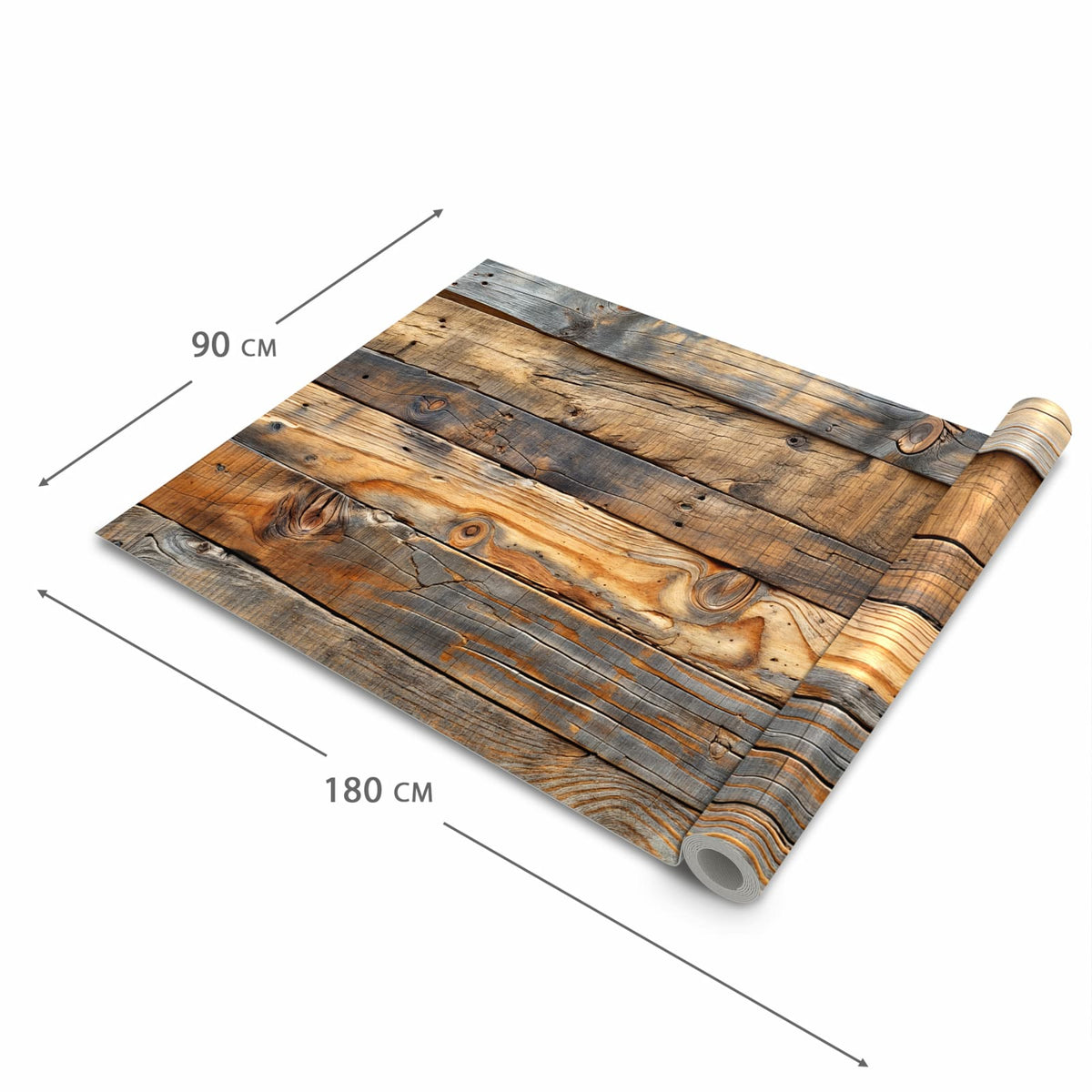 Bodenschonender Küchenteppich mit Motiv Holzwandoptik in der Grösse 80x280 cm