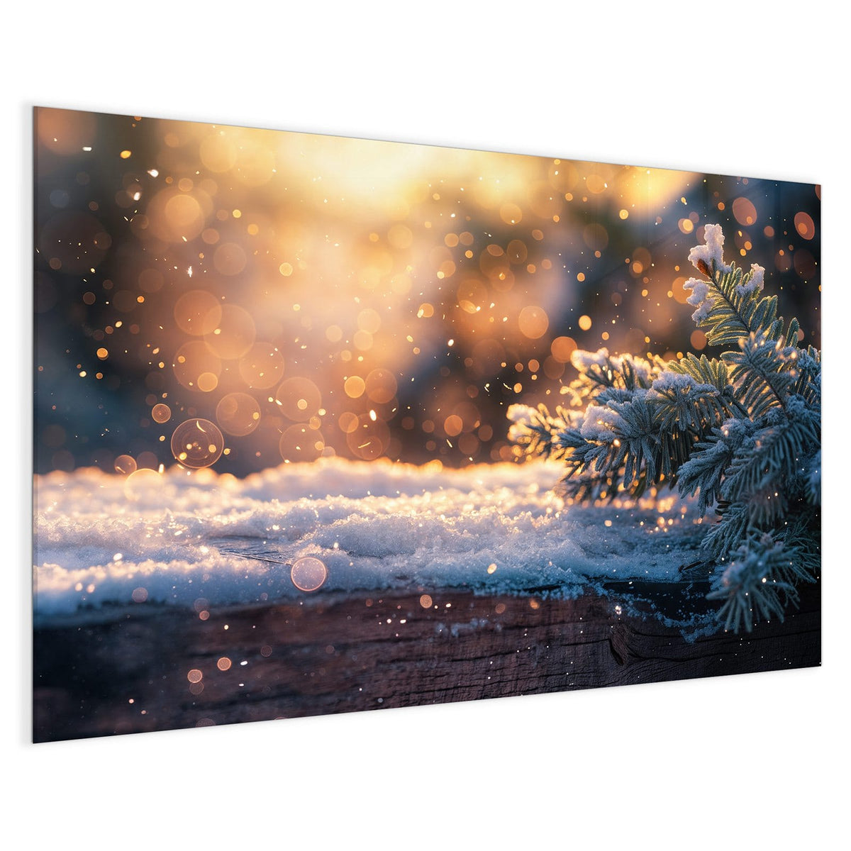 4 mm Glas statt lackiertem Blech – Magnettafel - Tannenzweig im Goldlicht