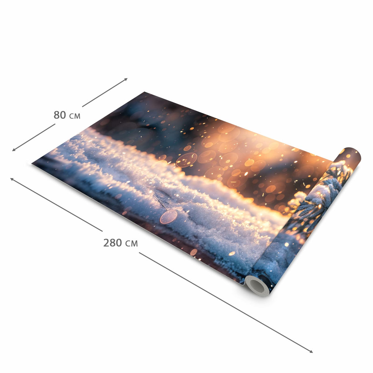 Langlebiger waschbarer Küchenläufer mit Motiv Winterzweig Schnee in der Grösse 80x280 cm