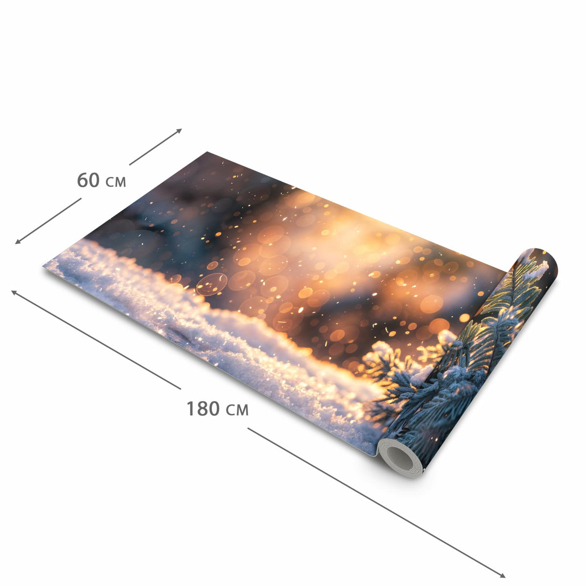 Abriebfester Küchenteppich mit Motiv Winterzweig Schnee in der Grösse 80x280 cm