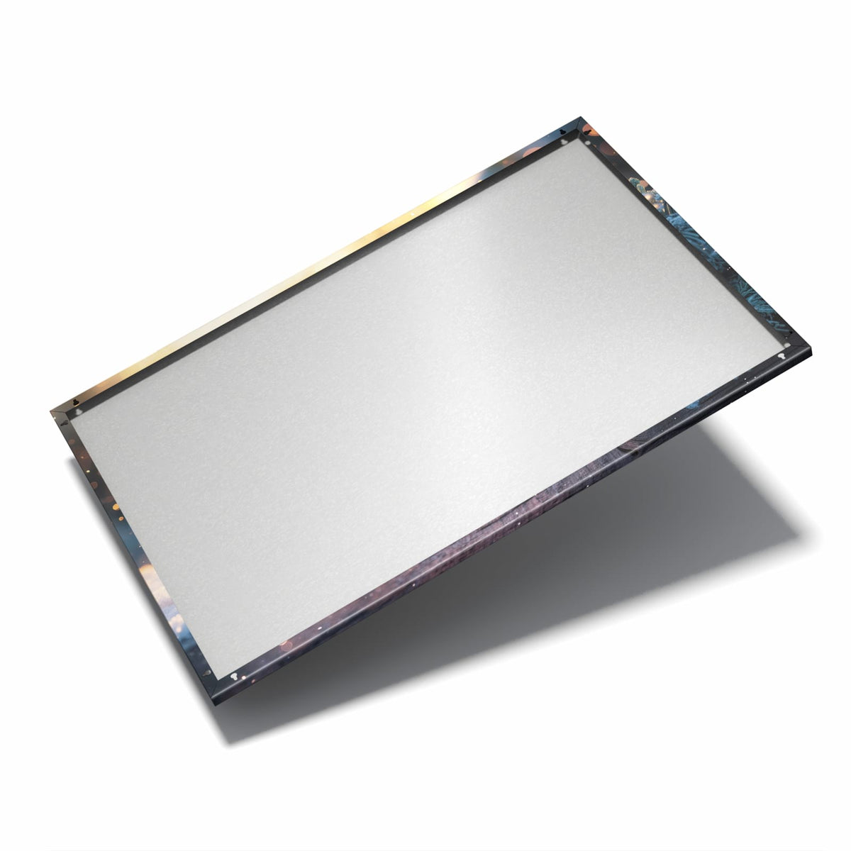 Nur 7 mm – liegt eng an der Wand – Metall Magnettafel - Tannenzweig im Goldlicht