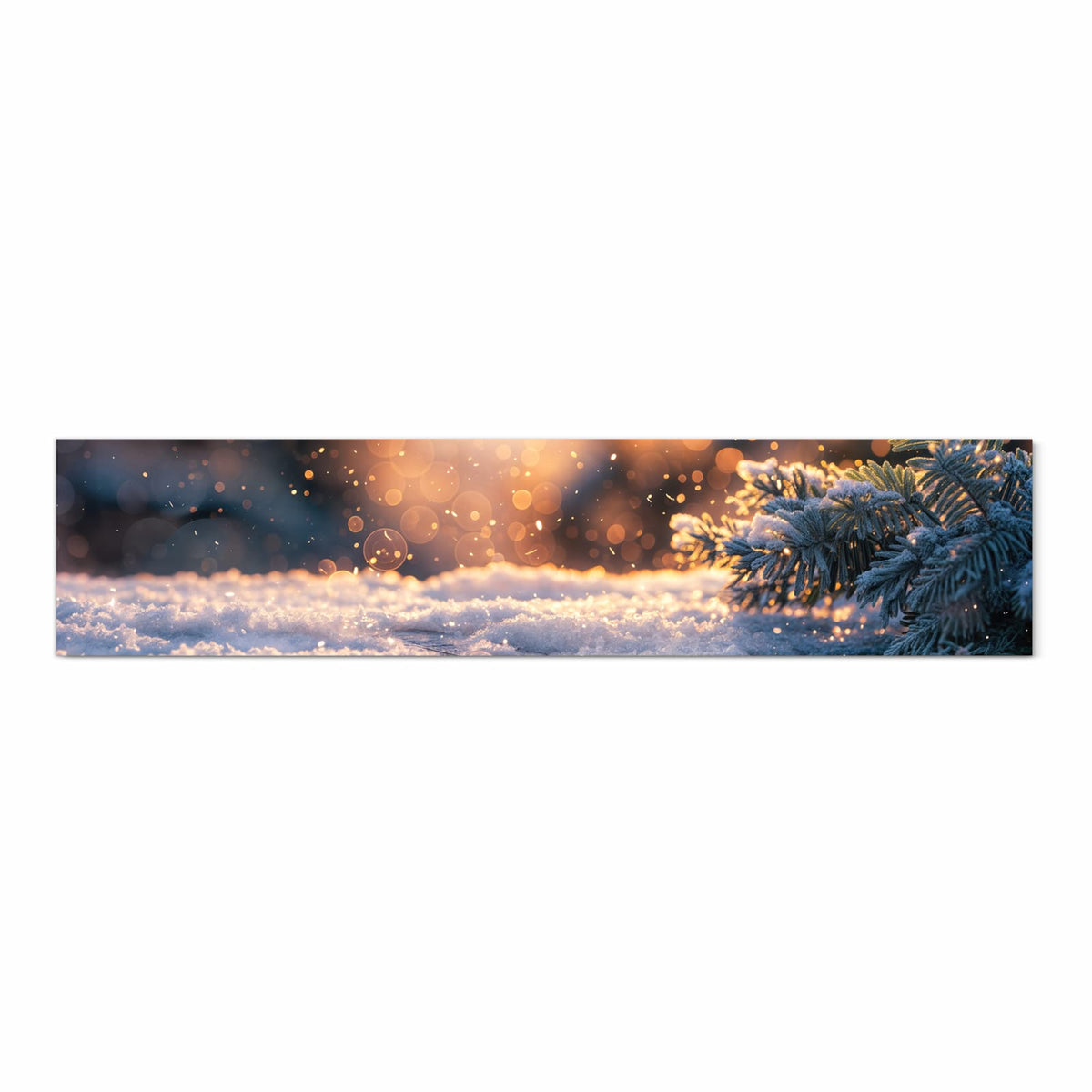 Komfortabler waschbarer Küchenteppich mit Motiv Winterzweig Schnee in Frontansicht