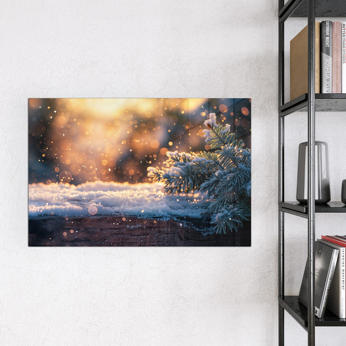 9 Größen – von 30 × 30 bis 120 × 90 cm – Magnettafel - Tannenzweig im Goldlicht