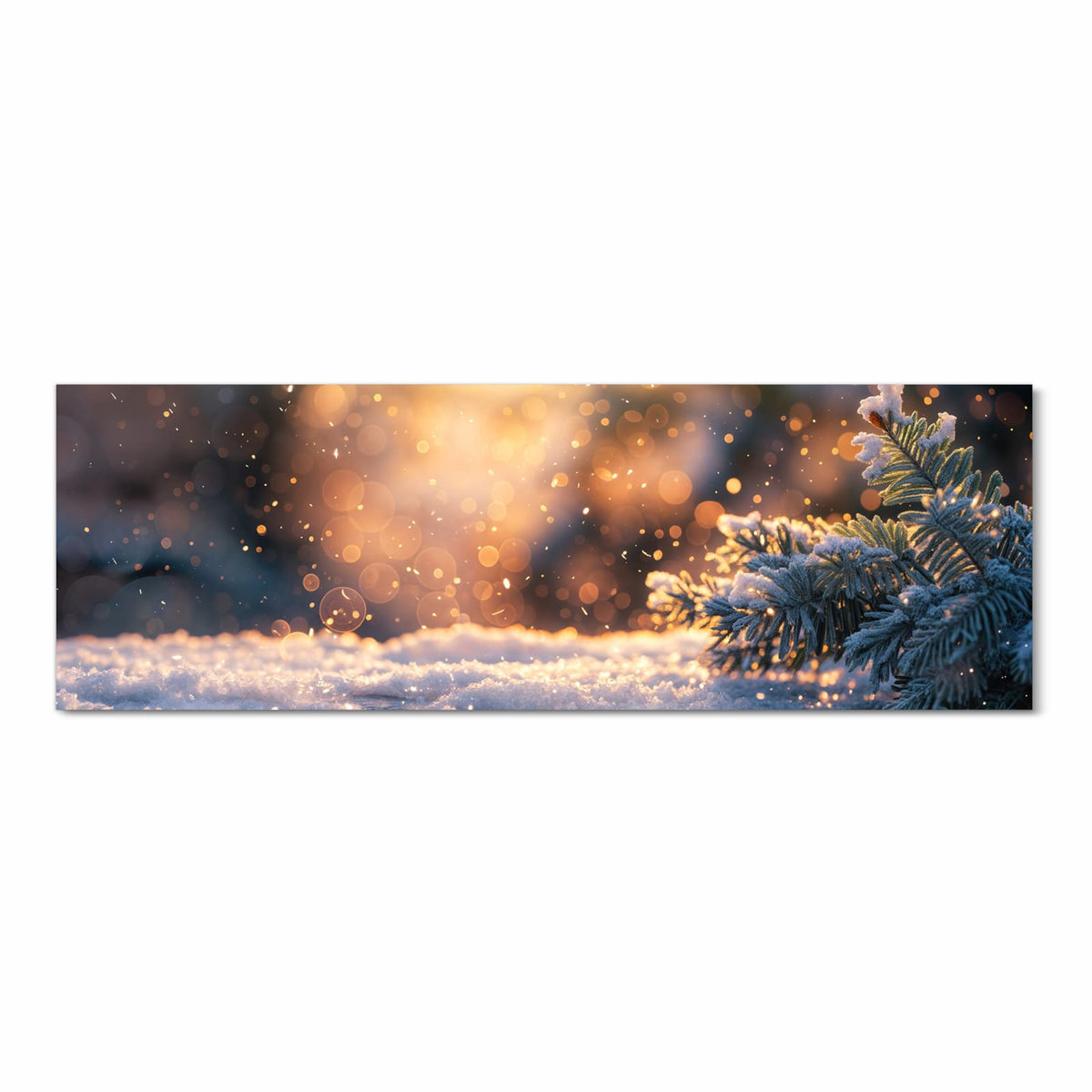 Flacher großer Küchenteppich mit Motiv Winterzweig Schnee in Frontansicht