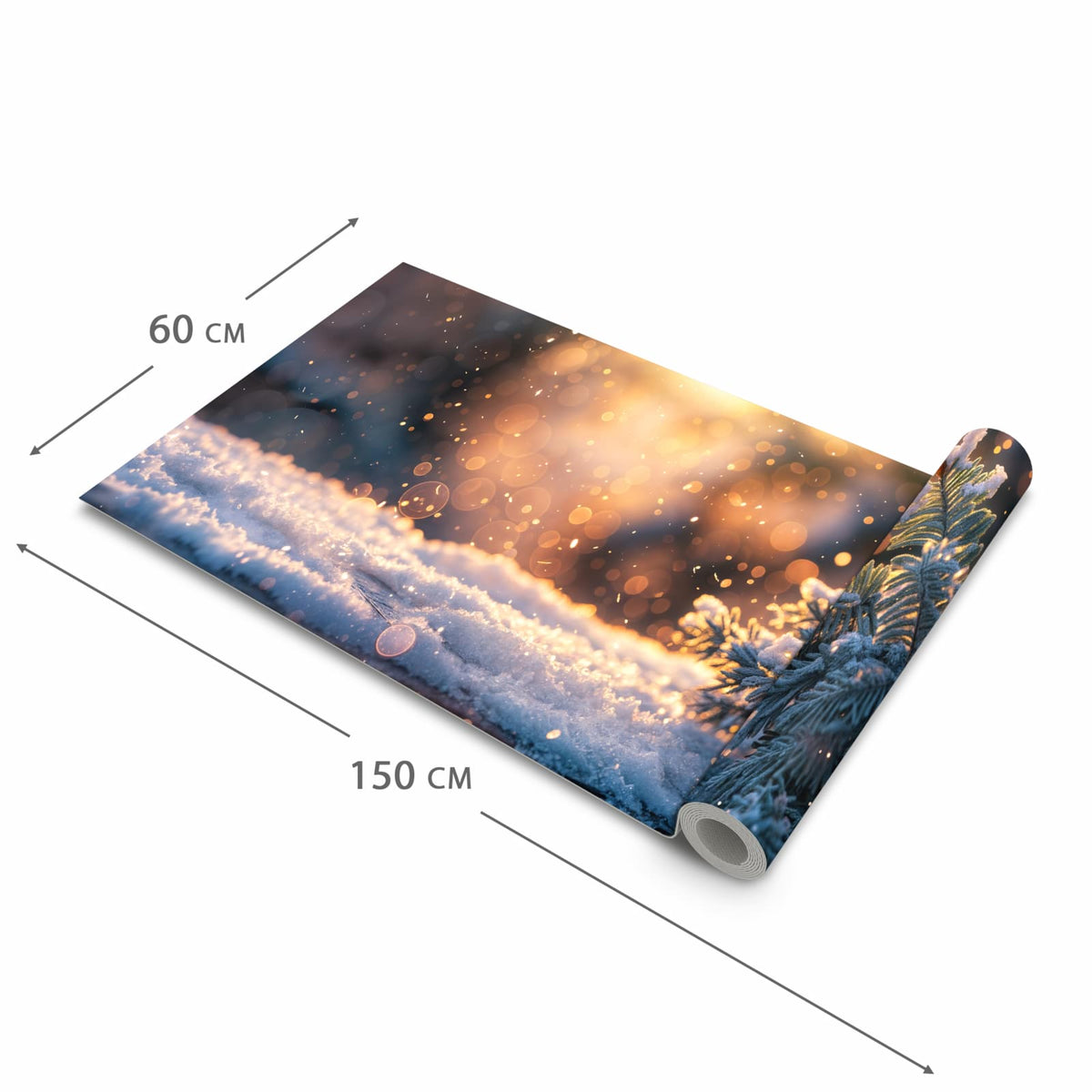 Geräuschdämpfender rutschfester Küchenteppich mit Motiv Winterzweig Schnee in der Grösse 80x280 cm