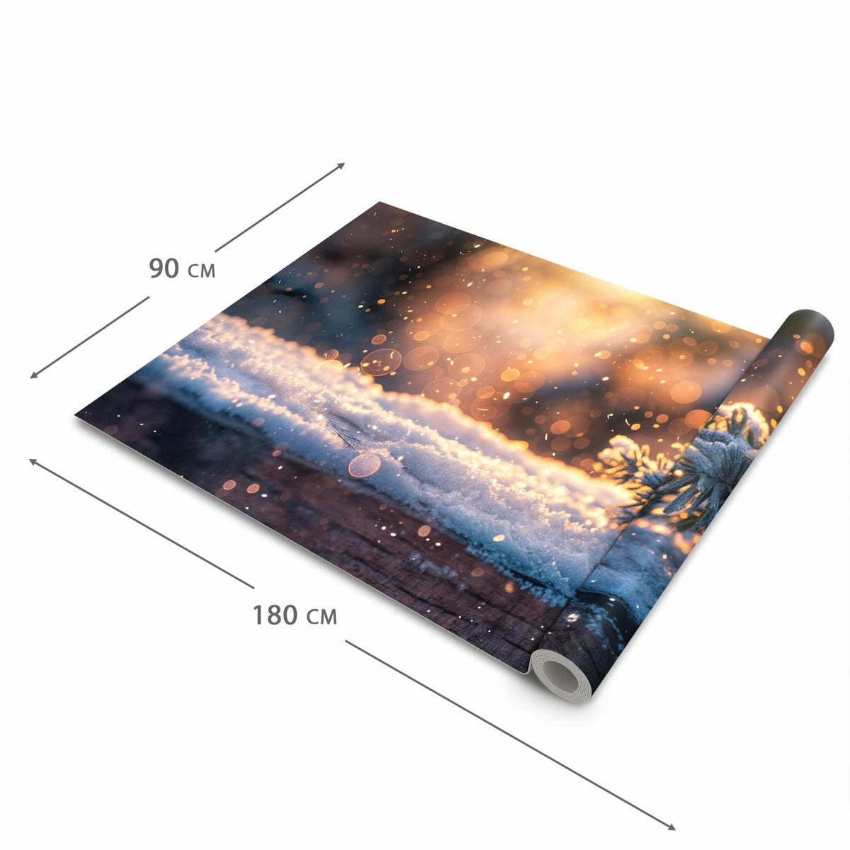 Pflegeleichter moderner Küchenläufer mit Motiv Winterzweig Schnee in der Größe 80x280 cm