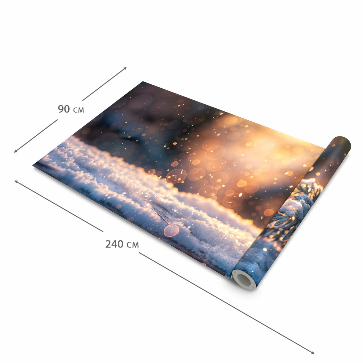 Komfortabler Küchenläufer nach Maß mit Motiv Winterzweig Schnee in der Größe 80x280 cm